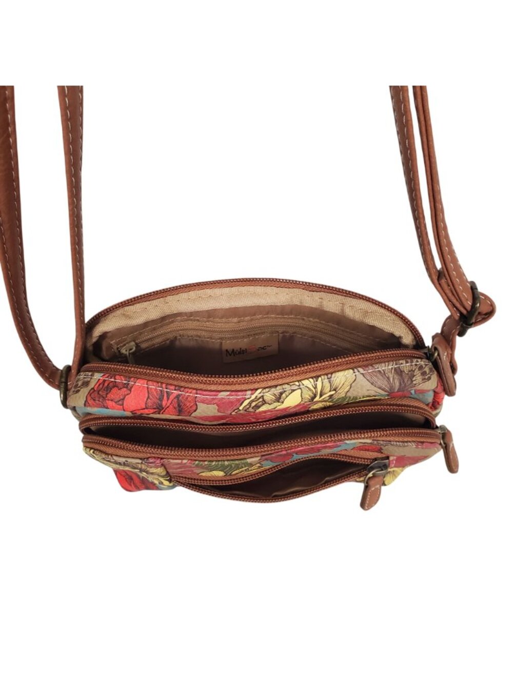 MultiSac NWT Small Purse Floral Printed Multi Pocket Crossbody Adjustable Strap - Picture 6 of 7